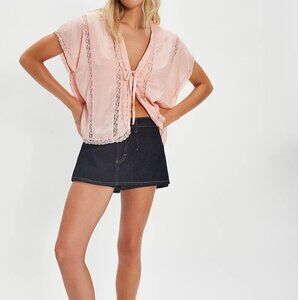 NWT Free People Marigold Shine Lace Top in Peachy Powder